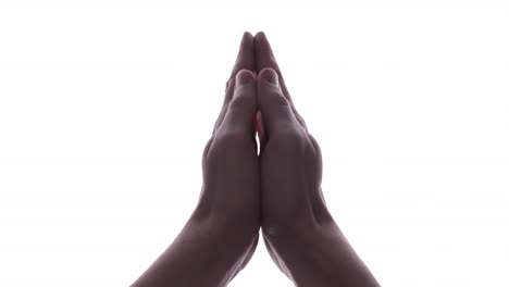 Personenhände-Schlossen-Sich-In-Geste-Des-Gebets-Auf-Weißem-Hintergrund-An