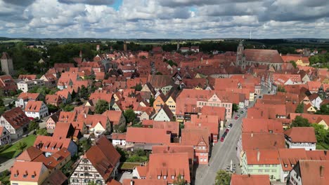 Streets-and-red-roofs-Dinkelsbuhl-town-Bavaria,-southern-Germany-drone-aerial-view