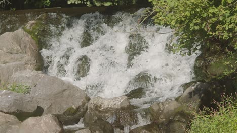 Ein-Wasserfall-In-Zeitlupe-Zum-Fluss-Im-Wald