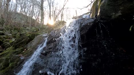 4K-Waterfall-in-Winter,-Shenandoah-National-Park,-VA,-USA