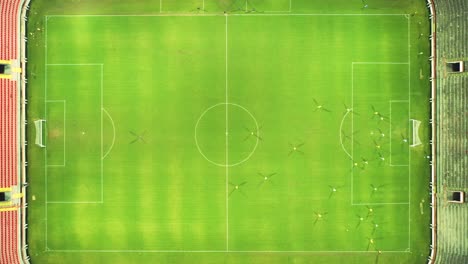 Football-stadium-drone-video-vertical-from-above-4K