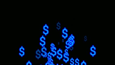 Neon-blue-light-dollar-sign-on-black-background