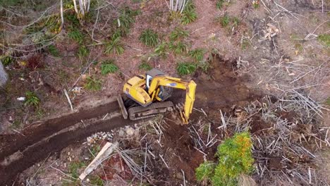 Aerial-view-of-excavator-making-a-road