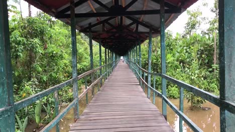 Blick-Auf-Eine-Holzwegbrücke-Im-Amazonas
