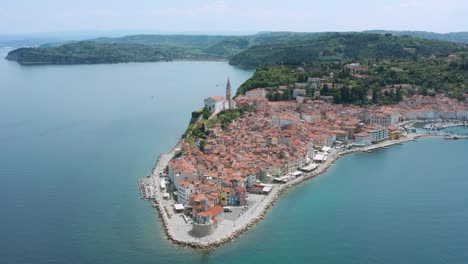 Aerial-view-of-the-Slovenian-city-of-Piran-in-the-Adriatic-sea