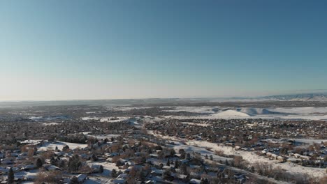 A-drone-flight-close-to-dinosaur-ridge,-Morrison-CO-shortly-after-a-spring-snowstorm