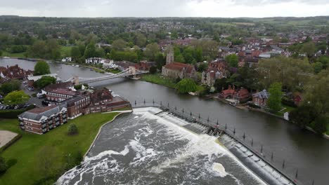 Marlow-Weir-on-river-Thames-Buckinghamshire-UK-aerial-footage-4K