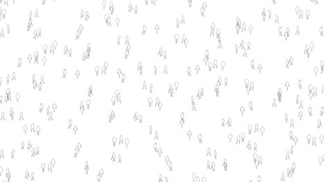 black-and-white-outlines-of-people-standing-in-a-crowd--animation-on-the-white-rotating-camera