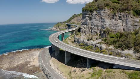 Curvature-Road-Bridge-By-The-Steep-Valley---Sea-Cliff-Bridge-Near-Wollongong-In-New-South-Wales,-Australia