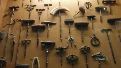 Old-Wine-bottle-corkscrews-in-a-museum