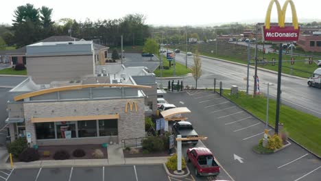 Descending-aerial-of-McDonalds-Fast-Food-Restaurant