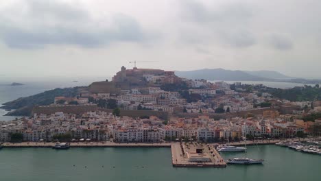 Panoramic-landscape-of-Ibiza-old-city-big-sky-during-daytime