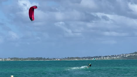 Windsurfer-sailing-at-Kailua-Beach,-Oahu,-Hawaii