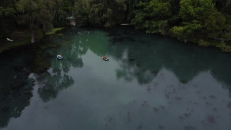 Aerial-drone-shot-of-a-colorful-lagoon