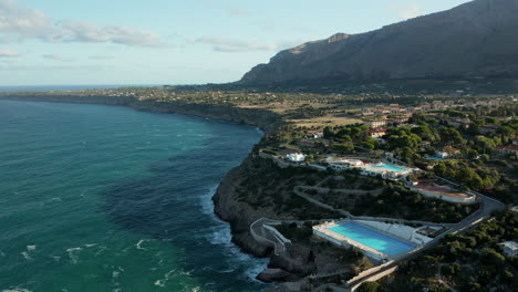 Oceanside-Perla-del-Golfo-Resort-With-Swimming-Pool-In-Terrasini,-Palermo,-Sicily,-Italy