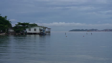 Calm-breeze-flows-through-the-fisherman-stilt-houses-built-on-the-sea-in-Thailand