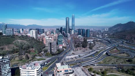 Aerial-landscape-of-Santiago-Chile-near-Andes-Mountains
