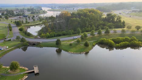 Aerial-view-of-the-fishing-pond-at-Clarksville-Marina-in-Clarksville-Tennessee