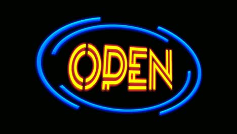 Neon-sign-animation-Open-on-a-black-background