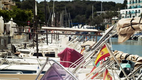 Row-Of-Motor-Boats-Tied-Up-In-Portochristo-Marina