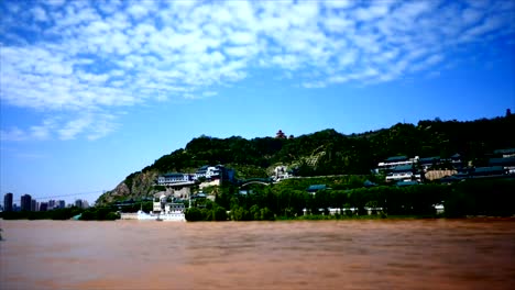 Zeitrafferaufnahme-Des-Gelben-Jangtse-Flusses-In-China-In-Xian
