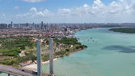 Panoramic-aerial-landscape-of-downtown-of-coast-city-of-Natal-at-Rio-Grande-do-Norte-state-at-Brazil
