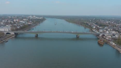 Drone---Aerial-shot-of-Kennedybücke-Kennedy-bridge-in-Bonn-with-the-river-rhine-25p