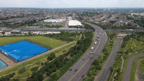 A12-Road-Leyton-East-London-UK-drone-footage-summer