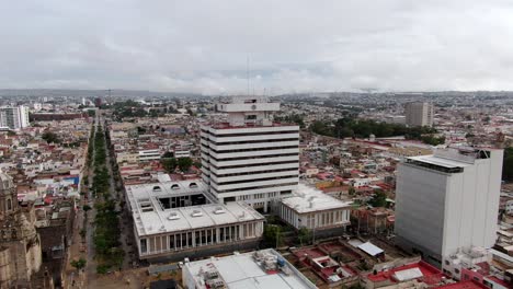 Aerial-View-Of-Palacio-Federal-And-University-of-Guadalajara-Building-In-City-Of-Guadalajara-In-Jalisco,-Mexico