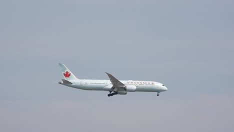 Close-up-view-of-Air-Canada-flight-which-is-making-its-way-to-some-predefined-destination