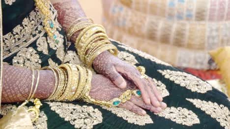 Schöne-Hochzeit-Indisches-Kleid-Sari-Und-Temporäre-Tätowierung-Henna-Anziehen