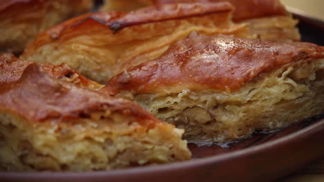 Close-up-view-of-homemade-baklava-on-plate