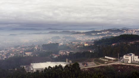 Picturesque-Viewpoint-In-Portugal-On-A-Misty-Morning---aerial-drone