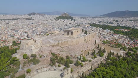 Aerial-footage-of-Acropolis-of-Athens-on-a-sunny-day