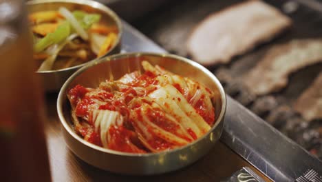 Kimchi-On-Stainless-Bowl-Serve-As-Side-Dish-For-Samgyeopsal