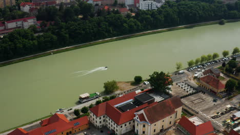 Jetskiing-At-Drava-River-On-A-Sunny-Day-In-The-City-Of-Maribor-In-Slovenia