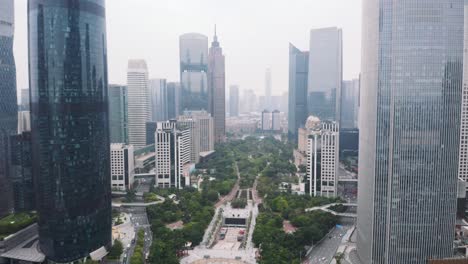 Aerial-view-of-downtown-Guangzhou,-metropolitan-city,-China