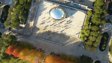 Top-Down-Aerial-View-of-Millennium-Park-in-Chicago,-Illinois