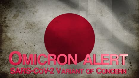 Texto-Omicron-Alarma-Japón-Bandera-Pendamic-Covid-19-2021-Nuevo-Vriant-Od-Preocupación