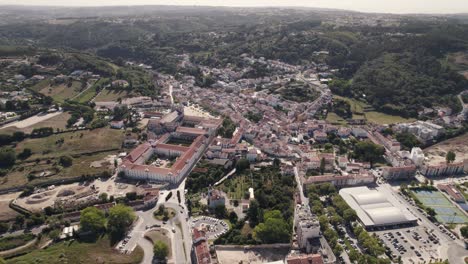 Wide-panoramic-view-of-Alcobaça,-Portugal
