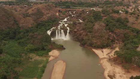 Flying-over-a-waterfall-in-kwanza-sul,-binga,-Angola-on-the-African-continent-7