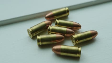 Close-Up-Pan-Right-of-9mm-Handgun-Bullets