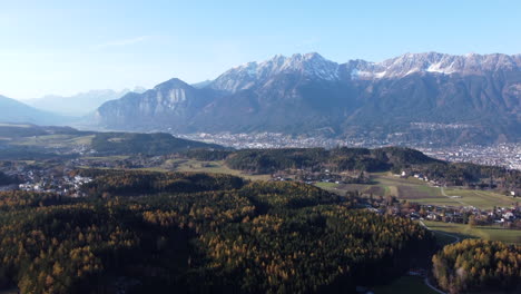 Tyroler-capital-of-Austria,-Innsbruck,-wipp-valley,-and-the-alps,-aerial