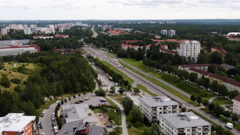 Overview-of-Vallingby-suburban-district-of-Västerort-Stockholm-Municipality,-Sweden