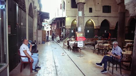 People-At-The-Cafeteria-In-Souk-Haraj,-One-Of-The-Oldest-Markets-In-Tripoli,-Lebanon
