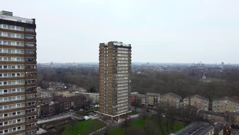Aerial-shot-high-rise-apartments-in-Whitechapel-District-of-East-London