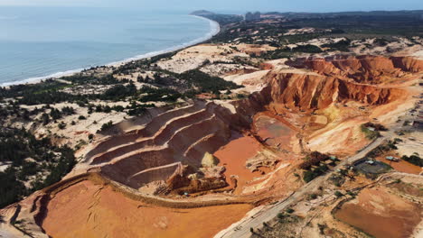 Aerial-view-of-sand-mining-extraction-shaping-the-rock-coastline-of-Vietnam