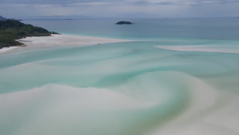 Aerial-View-Of-Whitehaven-Beach---Paradise-At-Whitsunday-Island-With-Esk-Island-In-The-Distance