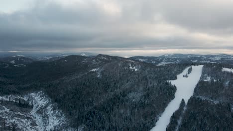 Ski-Slopes-in-the-Beautiful-Ukraine-Mountains---Aerial-Flight