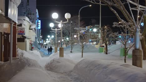 Snow-covered-streets-of-Northern-Japan,-Winter-in-Aomori